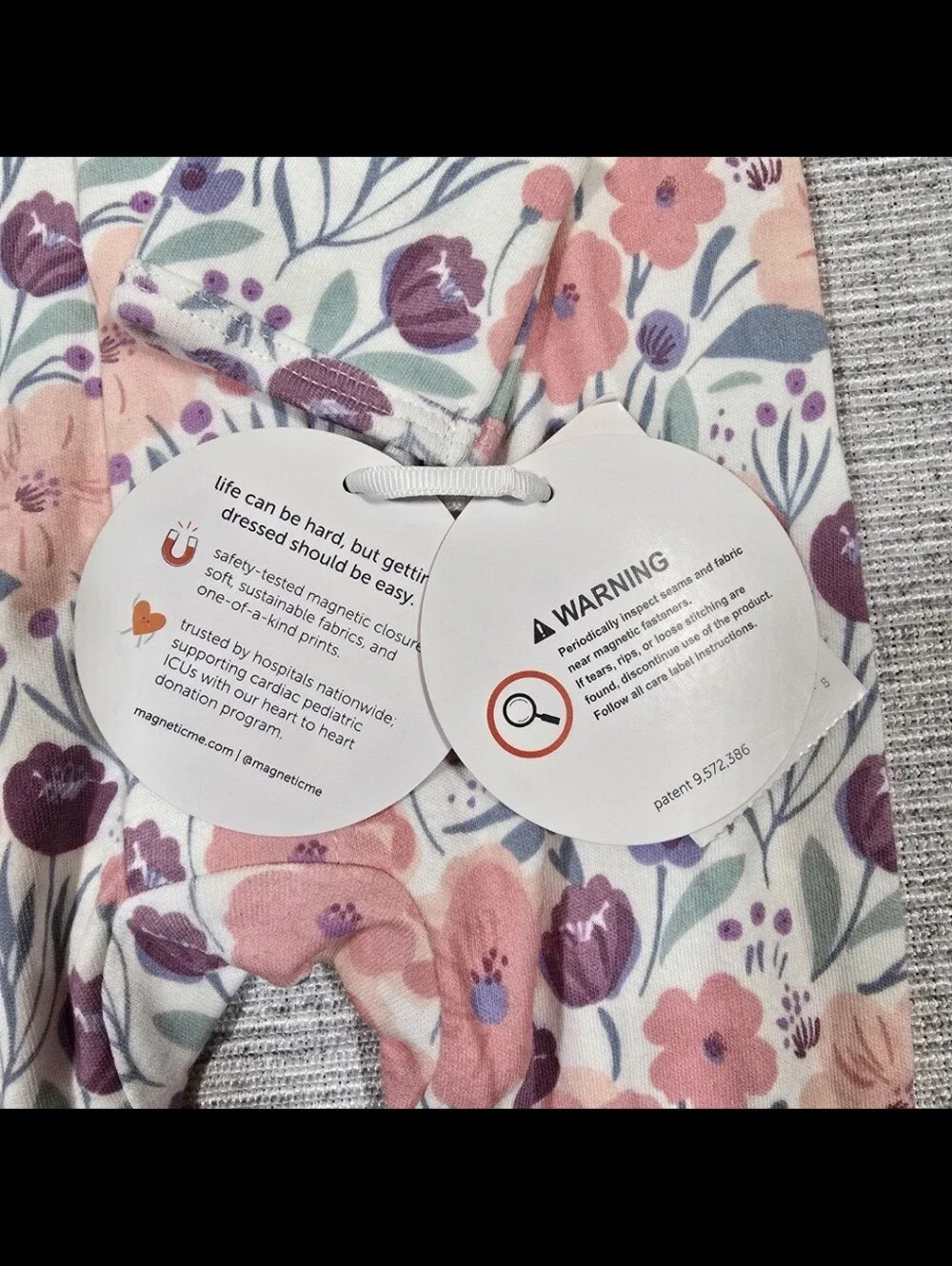 Magnetic Me Organic Cotton One-Piece Footie Baby Sz 3-6M Floral NWT